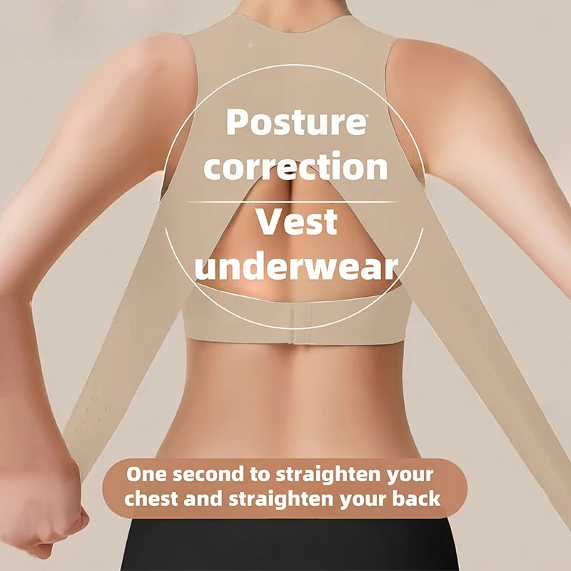 Posture Corrector Back - 女性用ワイヤレス姿勢矯正ブラ シームレスプッシュアップブラレット クロスバックサポート付き 毎日のシェイプアップランジェリー