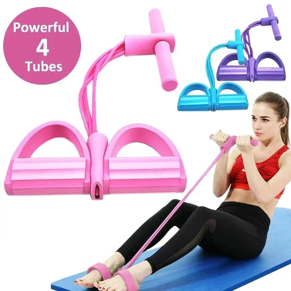 Yoga Fitness Resistance Band - 4/6 レベルの抵抗バンド エラスティックバンド 滑り止めハンドル付き ホームフィットネス 腹筋トレーニング