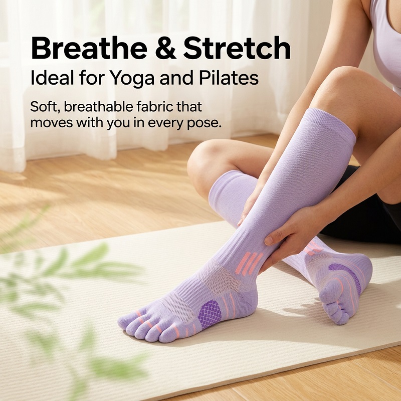 1/6 ペア女性の夏のフィットネスランニングロングソックス縄 - Yoga Of Fitness のレビューと価格
