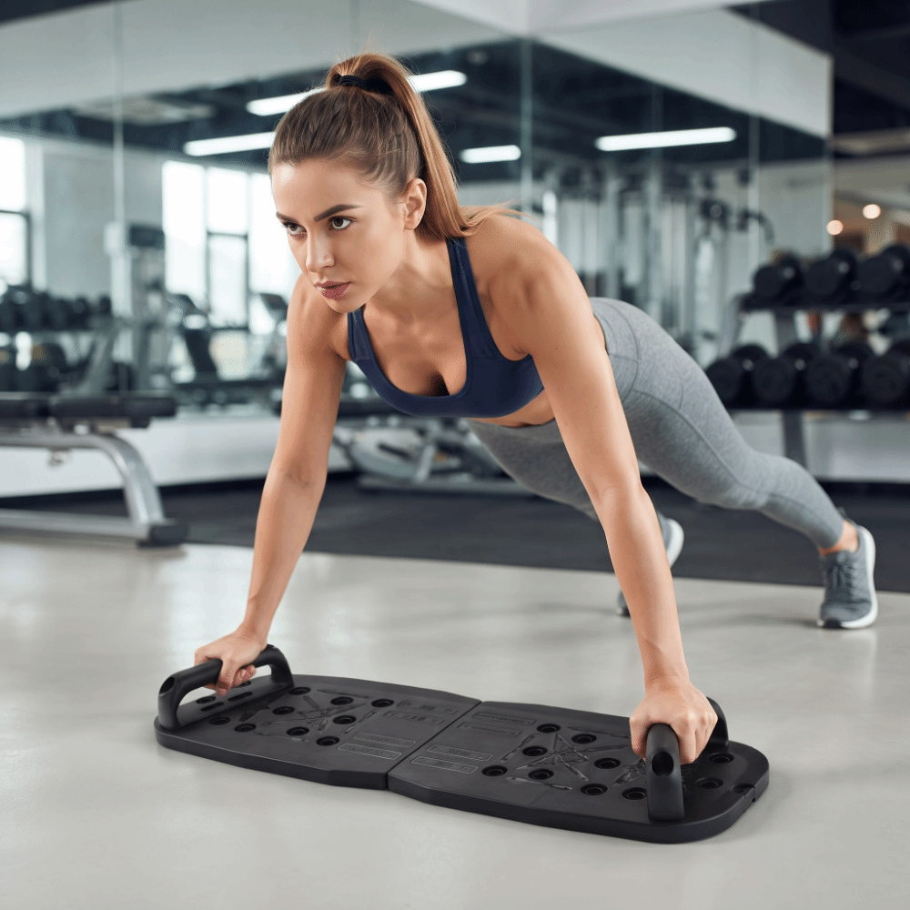 滑り止め加工のプッシュアップボード。ハンドル付きで折りたたみ - Push Up Board のレビューと価格